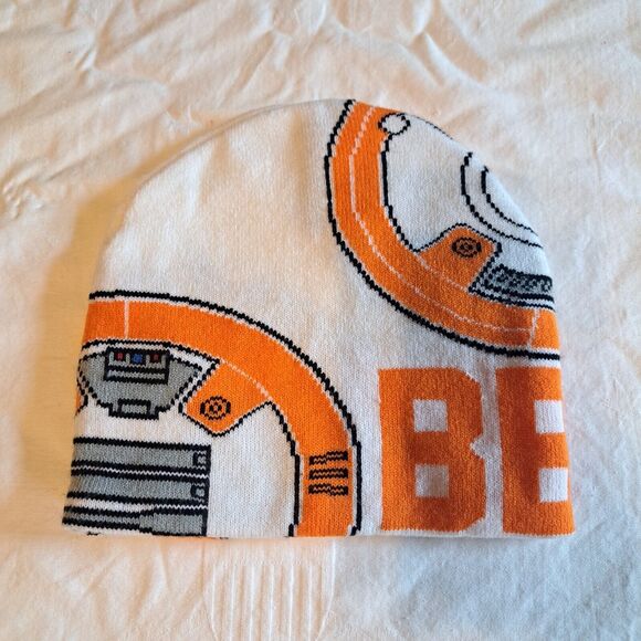 BB8 Star Wars White Orange Youth Beanie Winter Snow Hat Unisex One Size - Picture 5 of 7